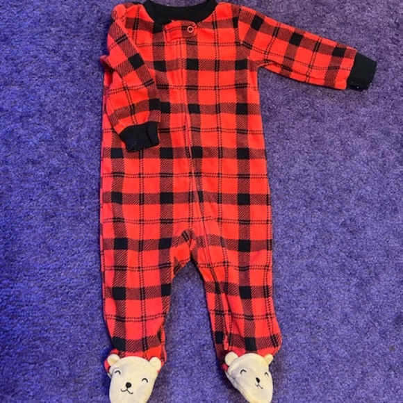 Carter's buffalo plaid footed pajama and pullover jacket set - Size 6 months - Picture 3 of 5